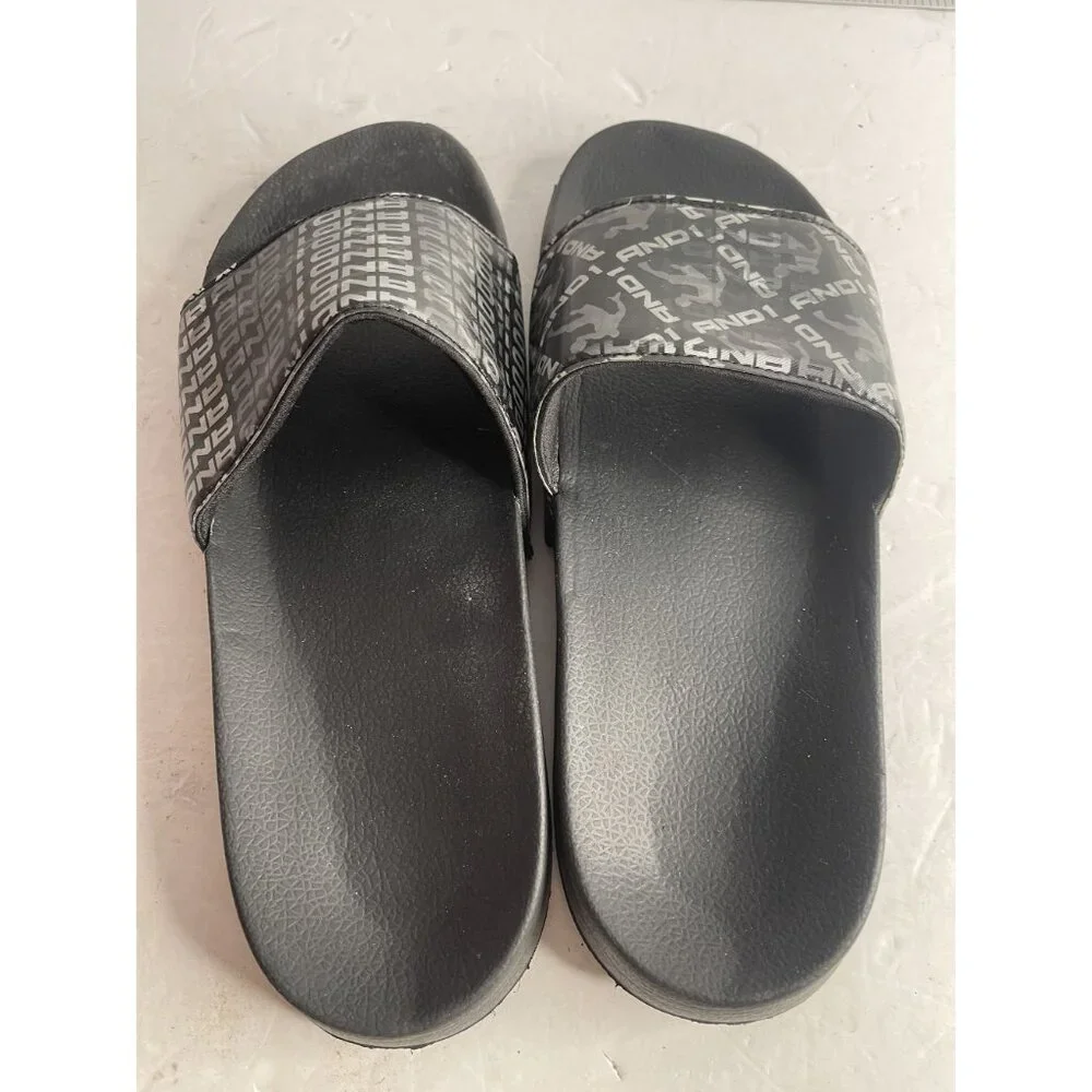 AND1 Slippers Men's Size 9 Crossover‎ Slides Black Slip On Open Toe MNAN20ES056